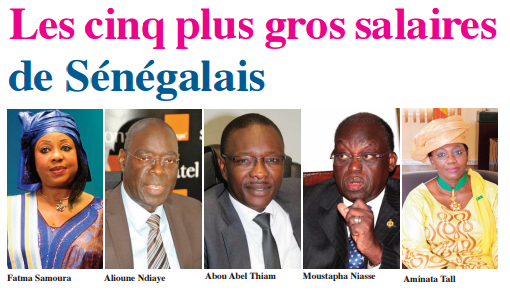 Les cinq plus gros salaires de Sénégalais
