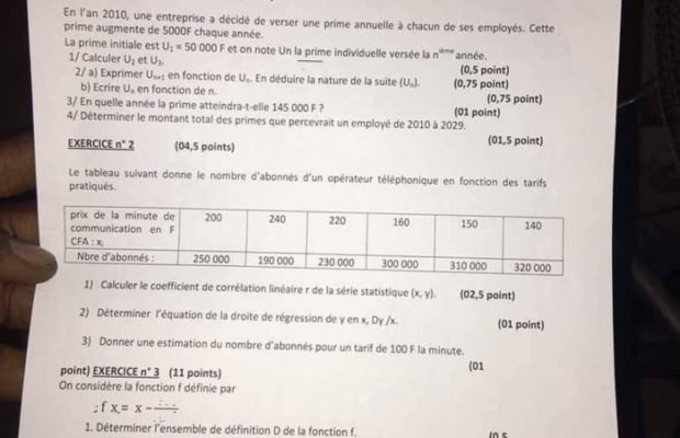 Incroyable mai vrai Baccalauréat 2017: Voici l’épreuve des Mathématiques de cet après-midi –