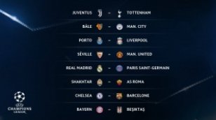 Le tirage complet des huitièmes de finale de la Ligue des champions Le tirage complet des huitièmes de finale de la Ligue des champions