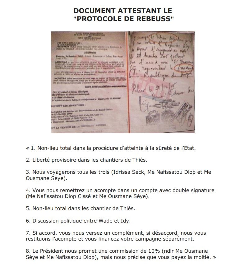 Me Wade / Idrissa Seck : voici le document qui confirme le « Protocole de Rebeuss »