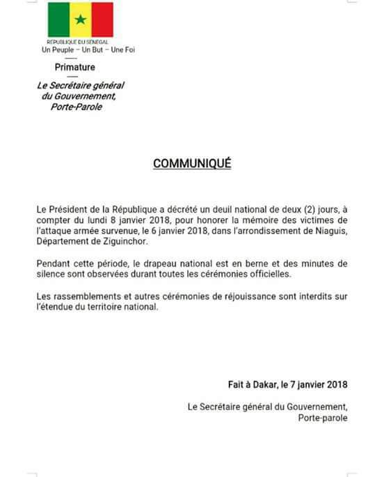 Deuil national- Voici le décret Présidentiel !