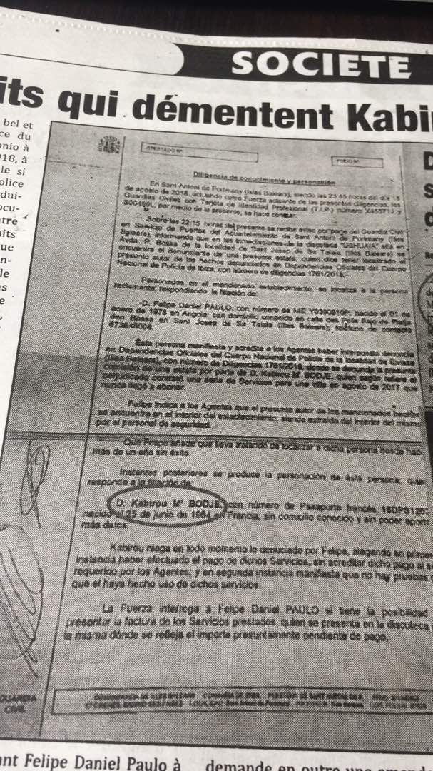 Espagne : L'AS brandit les preuves de l'arrestation de Kabirou Mbodje Espagne : L'AS brandit les preuves de l'arrestation de Kabirou Mbodje