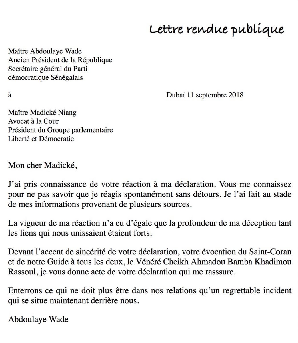 Wade réhabilite Madické