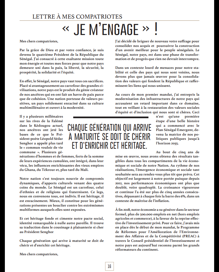 Après sa démonstration de force du week-end, voici le programme du candidat-sortant Macky Sall qui fera...mouche !