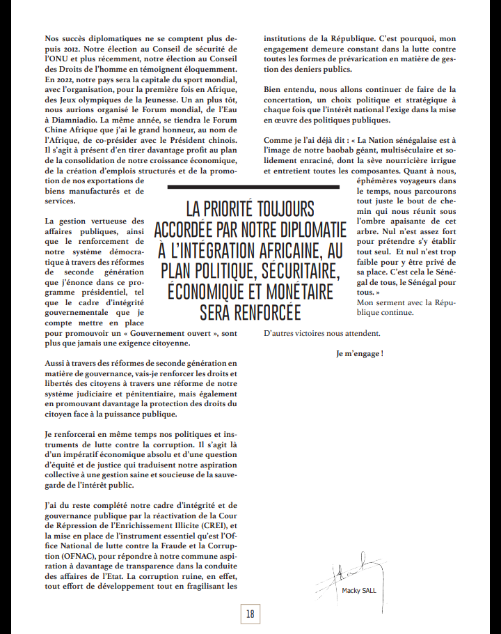 Après sa démonstration de force du week-end, voici le programme du candidat-sortant Macky Sall qui fera...mouche !