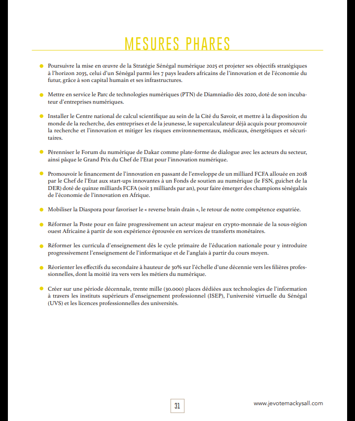 Après sa démonstration de force du week-end, voici le programme du candidat-sortant Macky Sall qui fera...mouche !