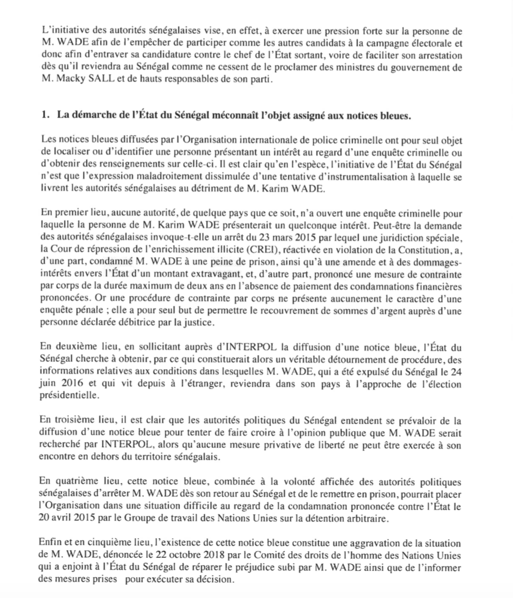 Les avocats de Karim Wade saisissent Interpol par voie épistolaire