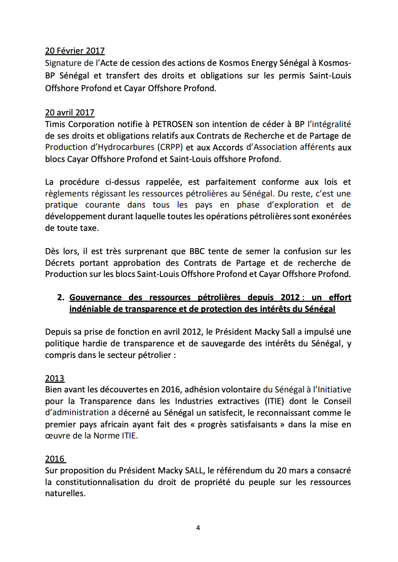 Voici en exclusivité le mémorandum du gouvernement Sénégalais sur le scandale à 10 milliards !