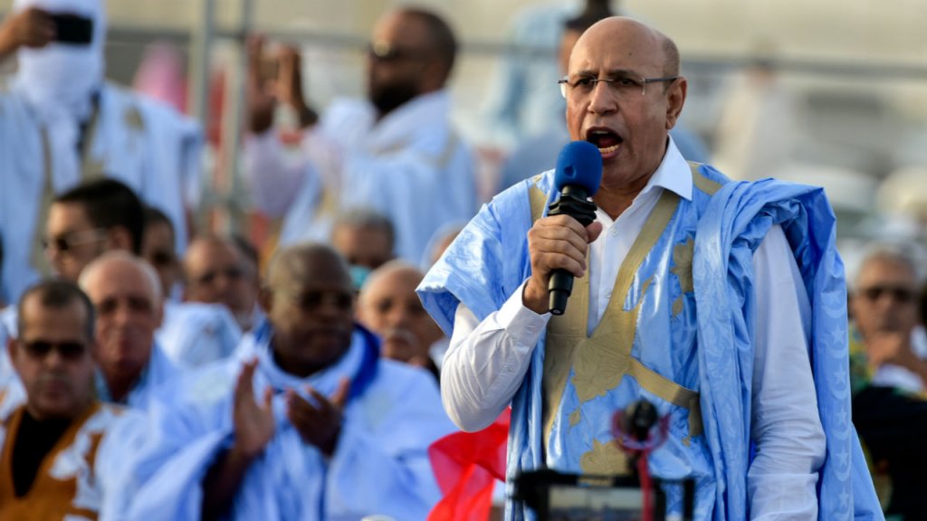 Le candidat du pouvoir, Mohamed Cheikh El-Ghazouani, lors d'un meeting à Nouakchott le 20 juin 2019