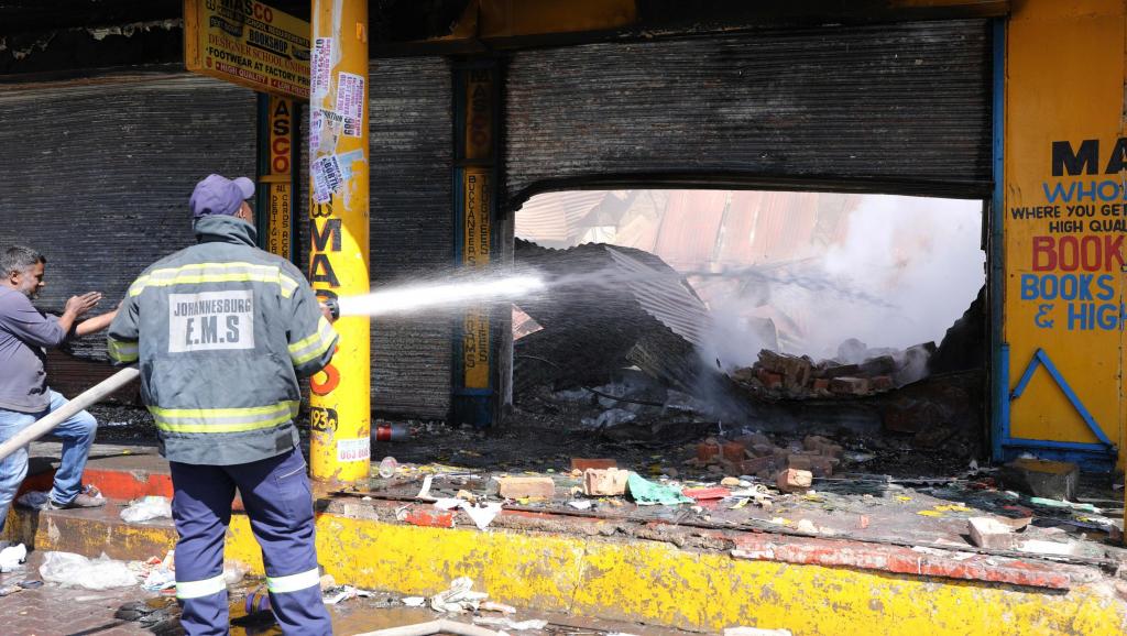 Un magasin endommagé par les rixes xénophobes, le 3 septembre 2019, à Johannesburg