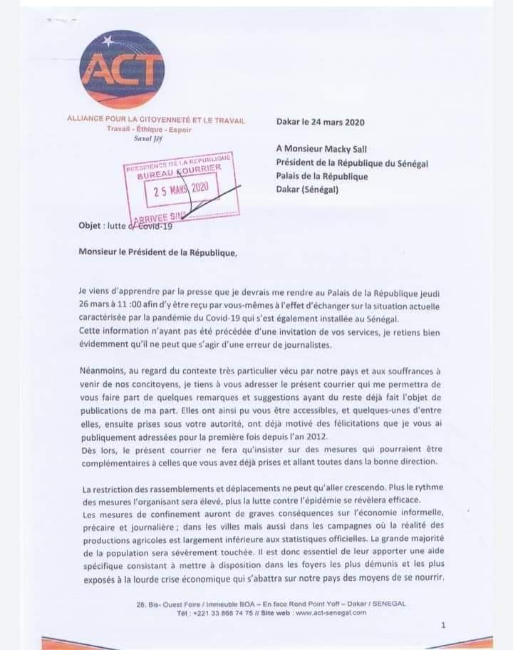 Aux abonnés absents hier à la Présidence de la République, l'ancien PM Abdoul Mbaye écrit au Pr Macky Sall