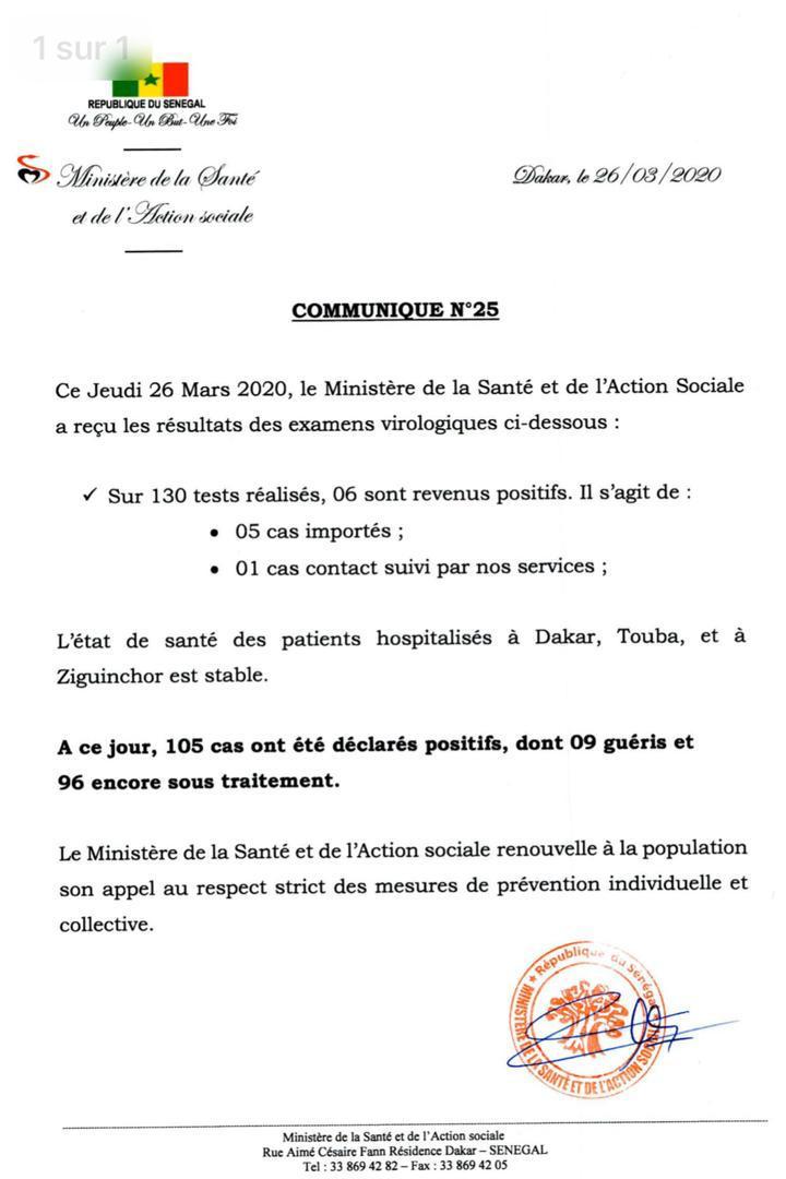 Urgent - Encore 6 nouvelles personnes testées positives au coronavirus Urgent - Encore 6 nouvelles personnes testées positives au coronavirus