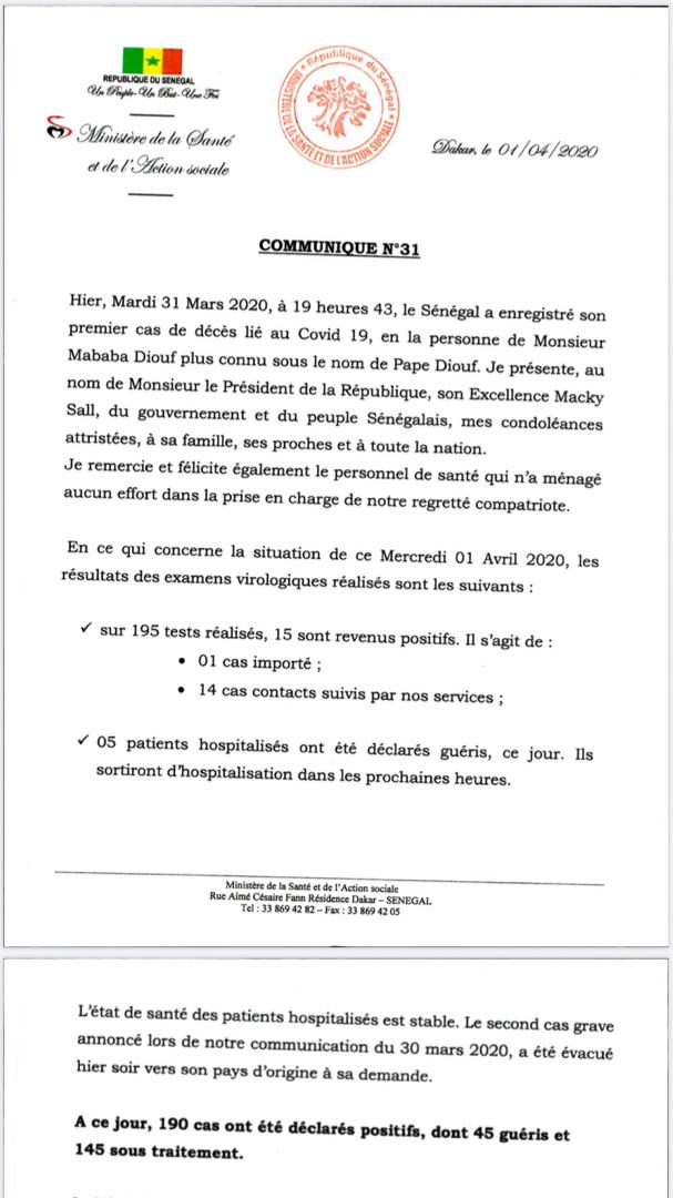 15 NOUVELLES CONTAMINATIONS AU COVID-19