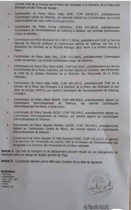 Nominations : Aly Ngouille Ndiaye chamboule la Police (DOCUMENTS)