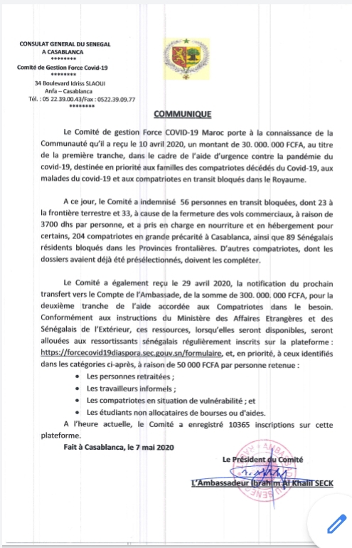 Complainte de nos compatriotes au Maroc : "Où est passé l’argent destiné aux Sénégalais de l’extérieur ?"