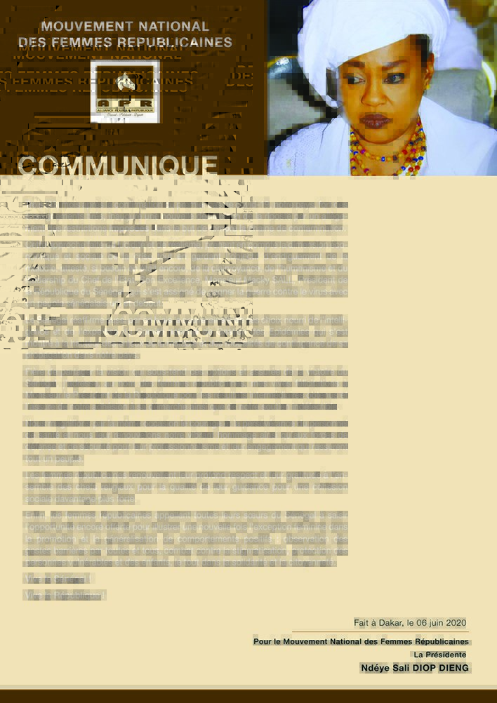 Communiqué du Mouvement National des Femmes Républicaines