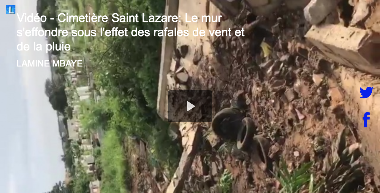 Vidéo - Cimetière Saint Lazare: Le mur s'effondre sous l'effet des rafales de vent et de la pluie
