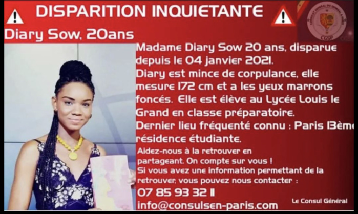 France : L'étudiante sénégalaise Diary Sow portée disparue a été vue pour la dernière fois à Toulouse.