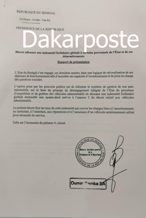 URGENT- Le Pr Macky Sall alloue une indemnité forfaitaire à certains personnels de l'Etat et...(DÉCRET) URGENT- Le Pr Macky Sall alloue une indemnité forfaitaire à certains personnels de l'Etat et...(DÉCRET)