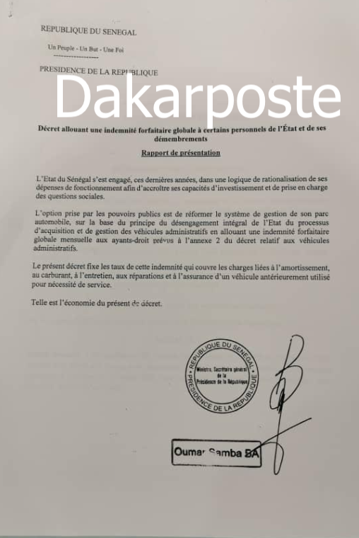 URGENT- Le Pr Macky Sall alloue une indemnité forfaitaire à  certains personnels de l'Etat et...(DÉCRET)