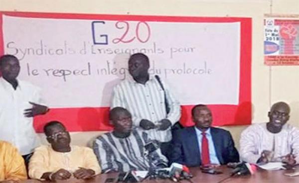REMOUS DANS LE SECTEUR DE L’EDUCATION- Le G 20 annonce un débrayage et une grève totale mercredi et jeudi prochain