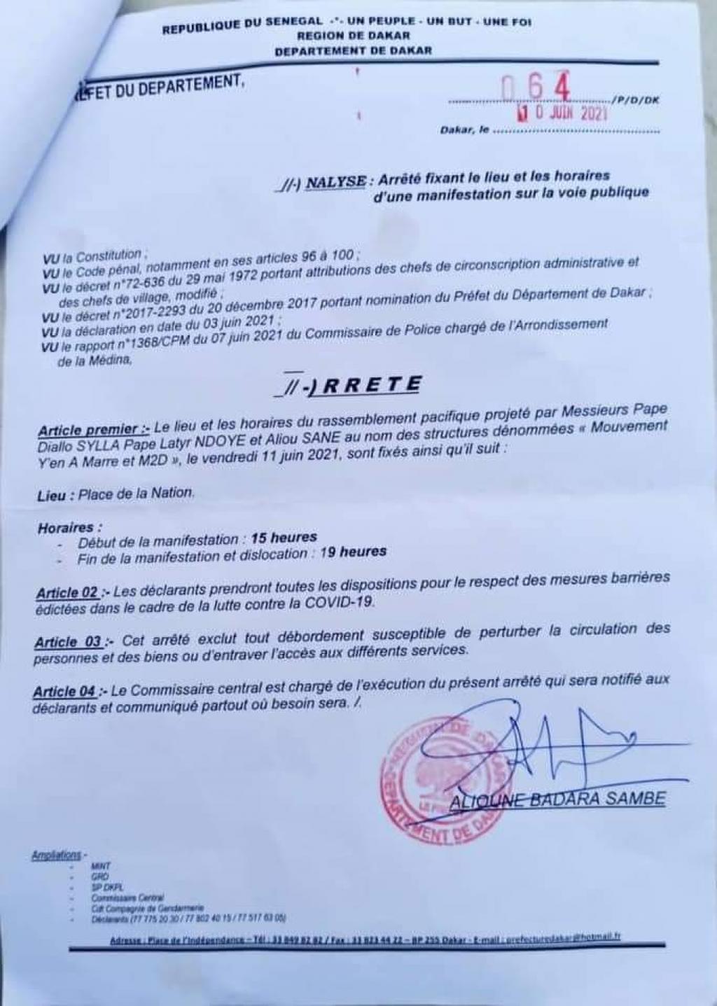 Le rassemblement du M2D autorisé !