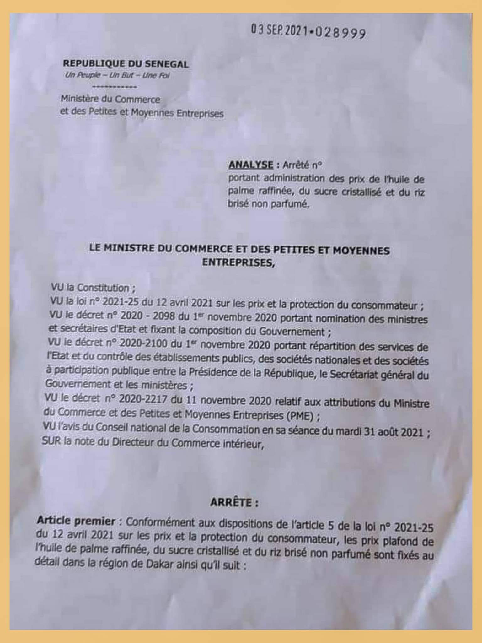 Flambée des denrées- Voici les prix fixés par l'Etat!