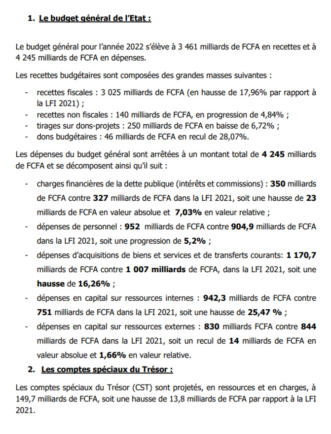 L'économie du projet de Loi de Finances 2022: Ce que prévoit de réaliser la Douane sénégalaise (Document)