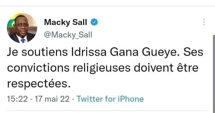 Homophobie dans le football- Macky Sall soutient Idrissa Gana Guèye