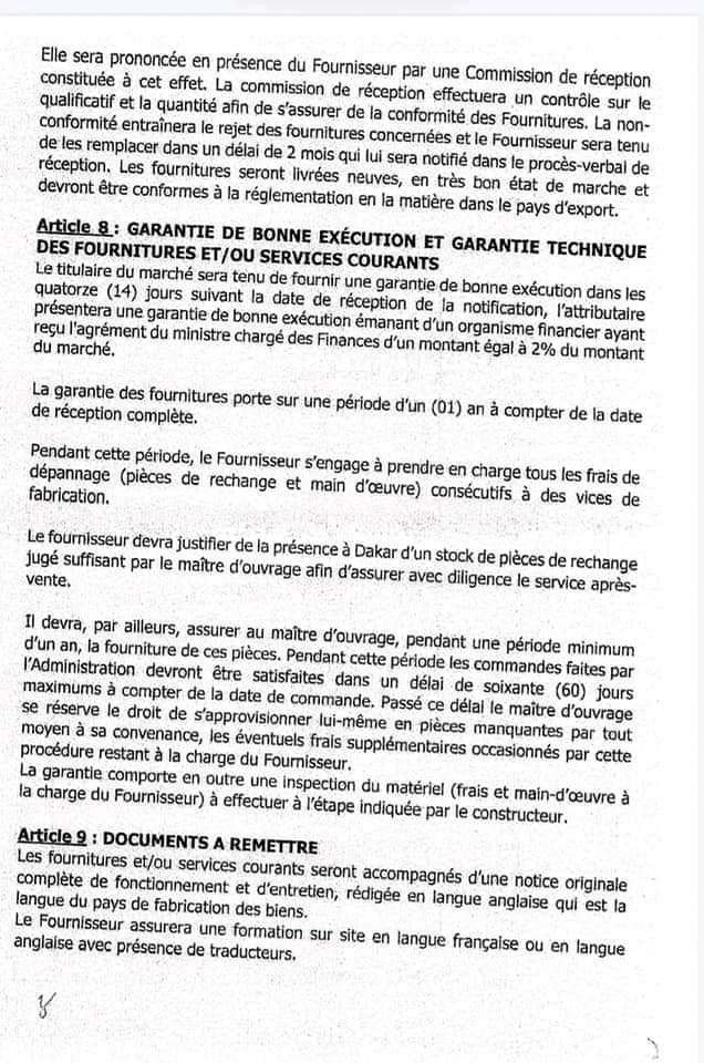 Documents :Voici l'intégralité du contrat d’armement entre l’Etat du Senegal et " Petit Boube "