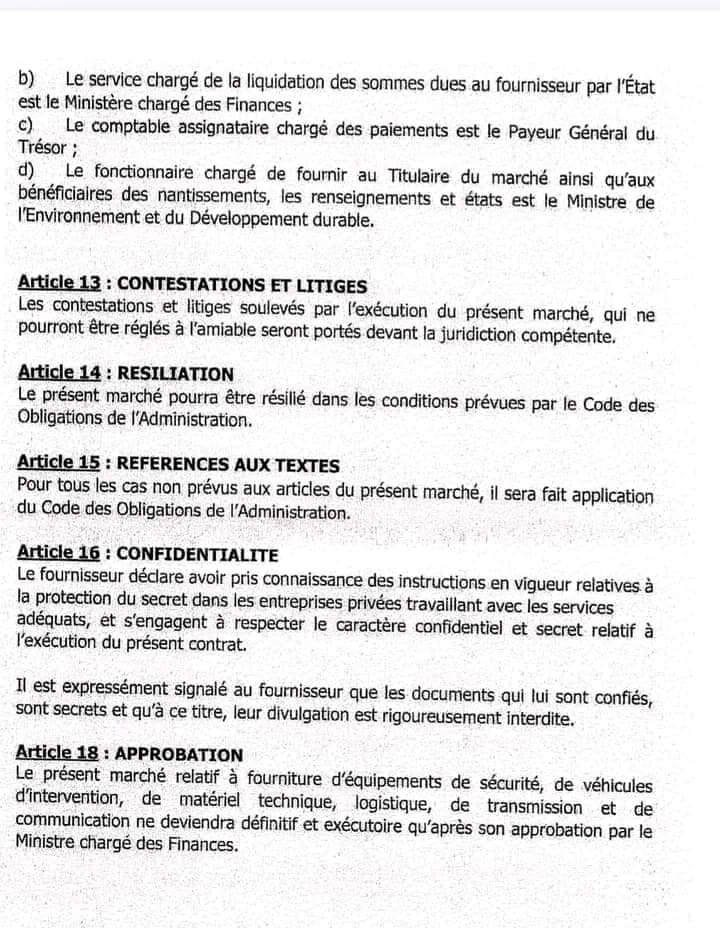 Documents :Voici l'intégralité du contrat d’armement entre l’Etat du Senegal et " Petit Boube "