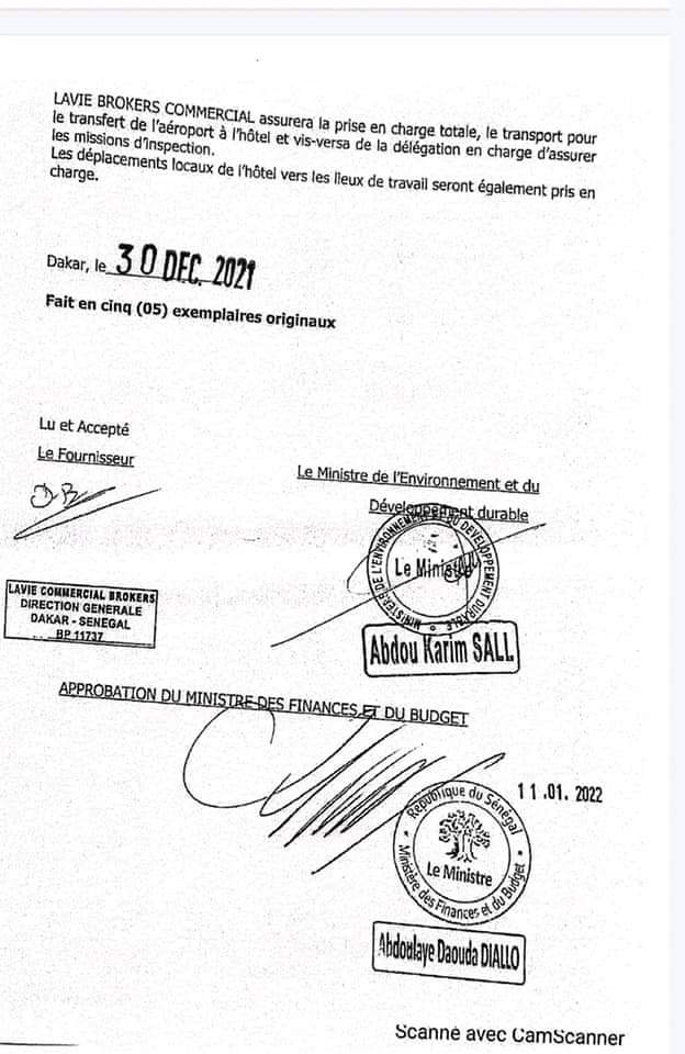 Documents :Voici l'intégralité du contrat d’armement entre l’Etat du Senegal et " Petit Boube "