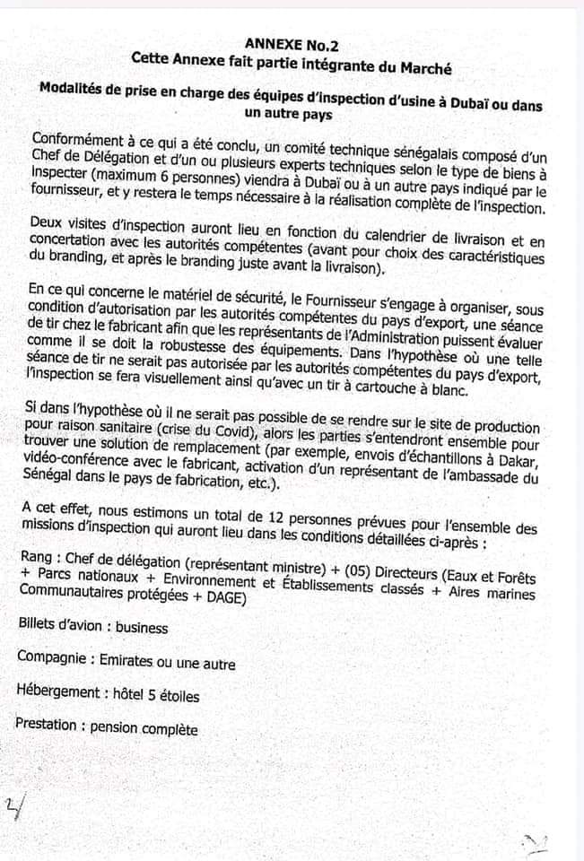 Documents :Voici l'intégralité du contrat d’armement entre l’Etat du Senegal et " Petit Boube "