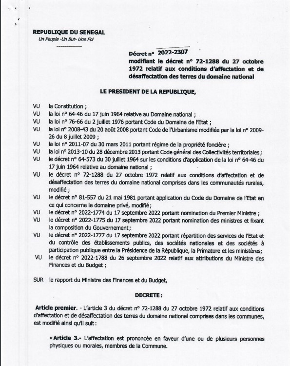 Domaine national : les nouvelles conditions d'affectation et de désaffectation des terres