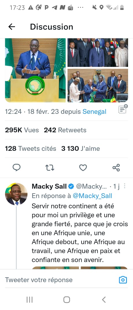 Présidence de l'Union africaine- Après avoir passé le flambeau à M. Assoumani, la réaction du Pr Macky Sall