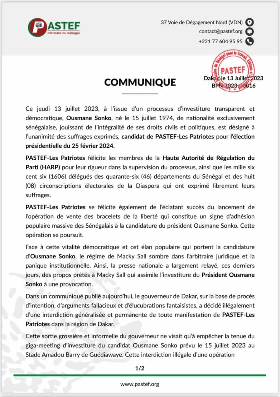 URGENT- Importante déclaration de l'opposant Ousmane Sonko dans les prochaines heures !