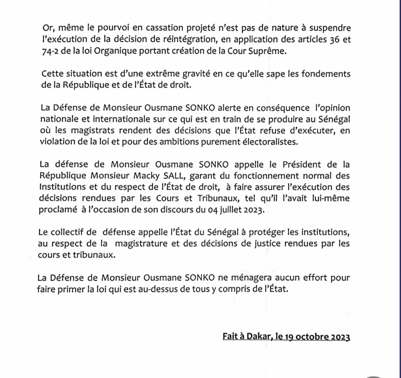 Refus de la DGE de remettre des fiches de parrainage au mandataire de Sonko: La réaction des avocats