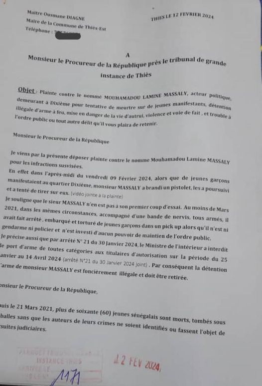 Plainte contre Massaly pour tentative d’homicide contre les manifestants