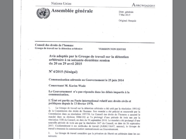 Les Nations Unies réclament la libération immédiate de Karim Wade : Ce que risquent les autorités sénégalaises si...