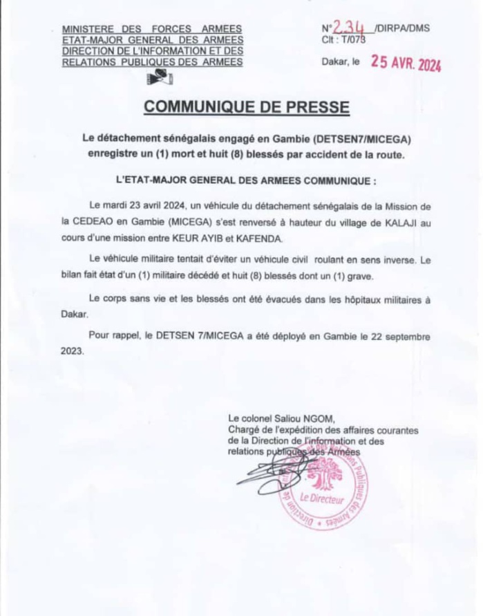 Accident d'un véhicule de l'armée : un mort et 8 blessés