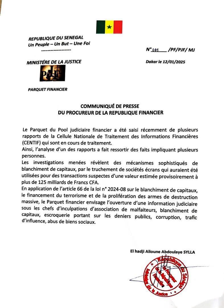 Reddition des comptes au SÉNÉGAL- Ce que compte faire préalablement le Parquet Financier... Reddition des comptes au SÉNÉGAL- Ce que compte faire préalablement le Parquet Financier...