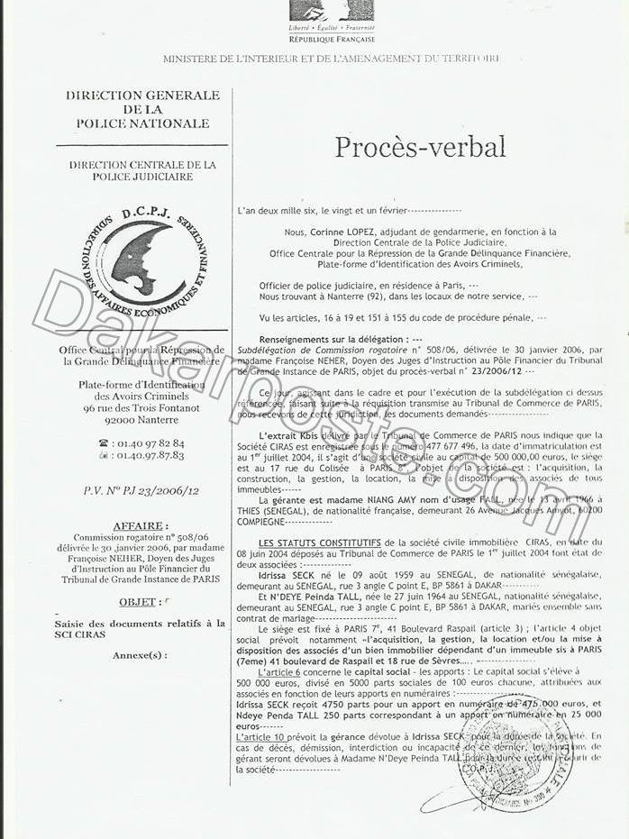 La preuve qu'Idrissa Seck est agent immobilier en ...France (documents)  La preuve qu'Idrissa Seck est agent immobilier en ...France (documents)