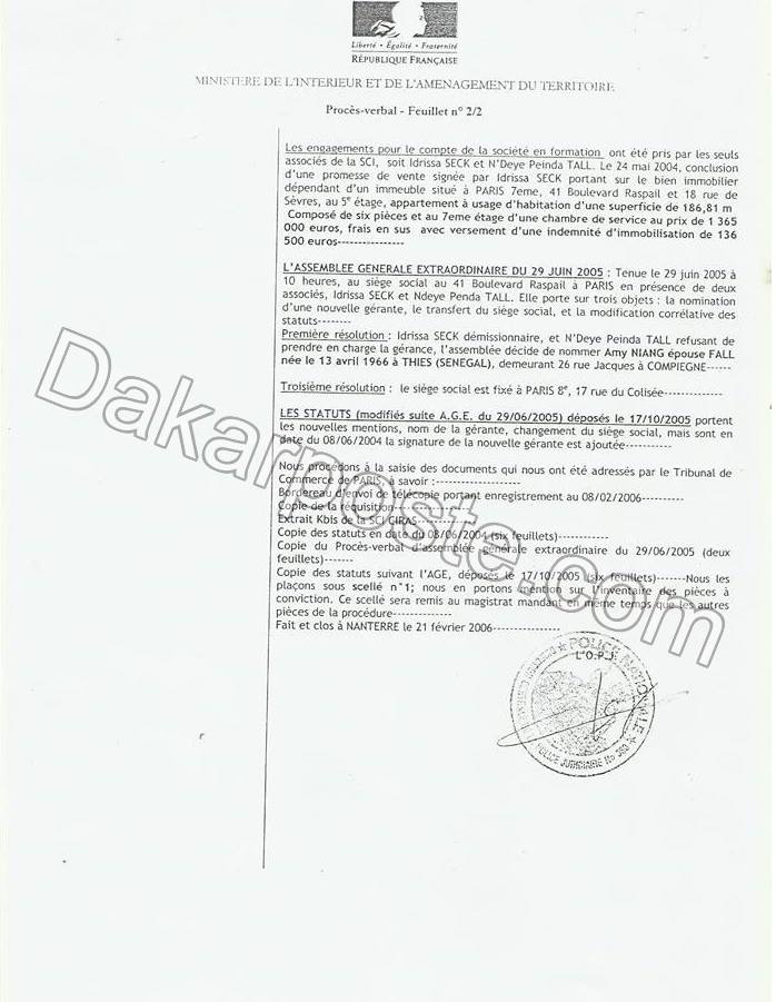 La preuve qu'Idrissa Seck est agent immobilier en ...France (documents)  La preuve qu'Idrissa Seck est agent immobilier en ...France (documents)