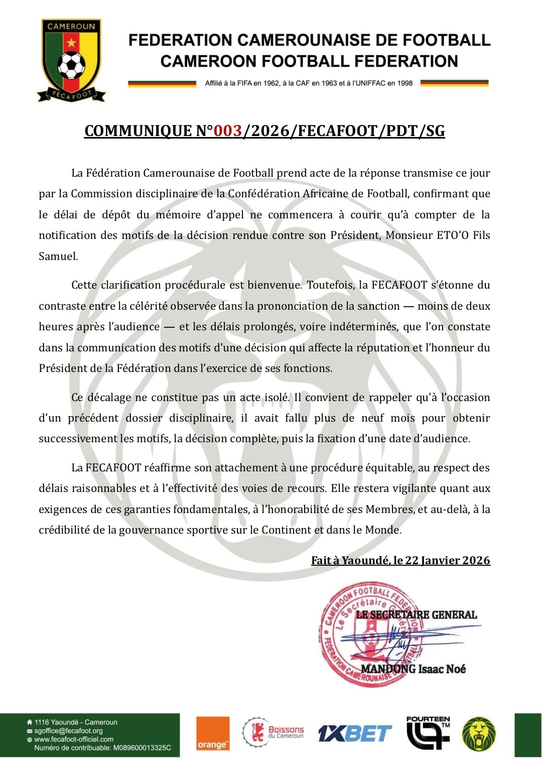 Sanction de Samuel Eto’o : La Fecafoot révèle au grand jour les dérives totalitaires de la CAF