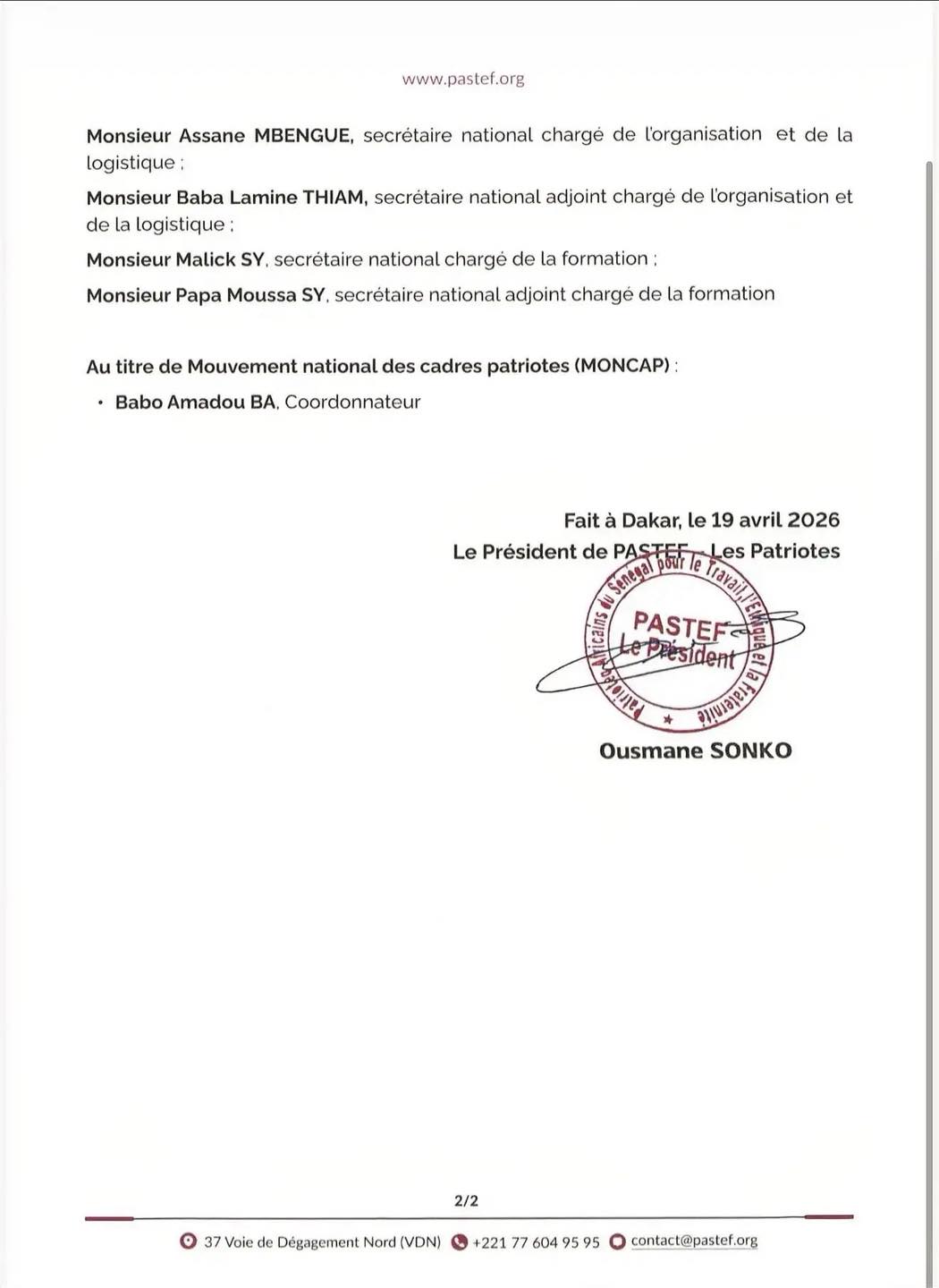 Nommé Vice-président de PASTEF-Les Patriotes, Moustapha Njekk SARRÉ réagit !