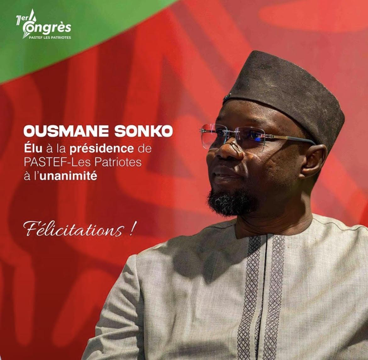 Pastef : Ousmane Sonko reconduit à l’unanimité pour 6 ans à la tête du parti !