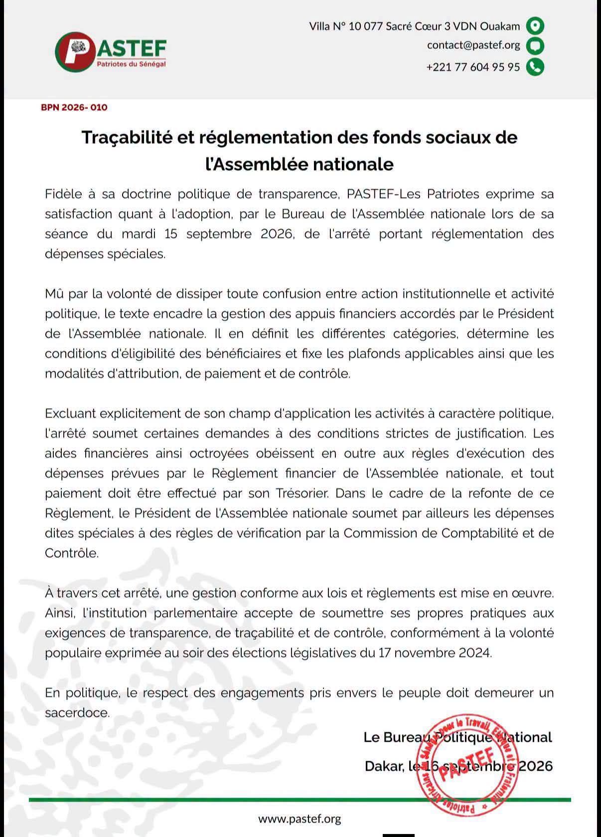 Traçabilité des fonds de l'Assemblée : Le nouveau règlement qui exclut l’activité politique des aides financières