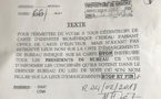 Voici l'arrêté du sous préfet de Ndam pour permettre aux électeurs de voter !