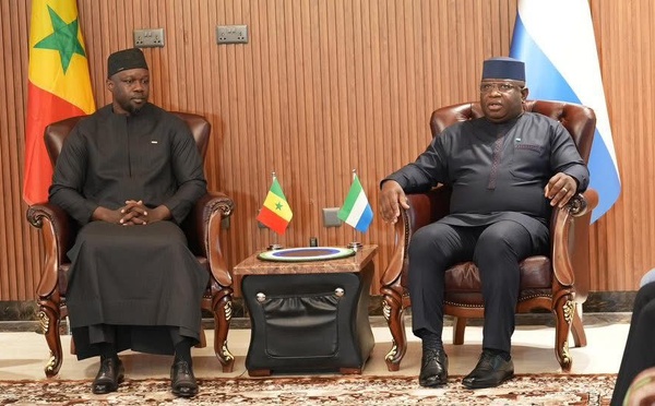 Le  Premier ministre Ousmane SONKO  reçu par le Président Julius Maada BIO