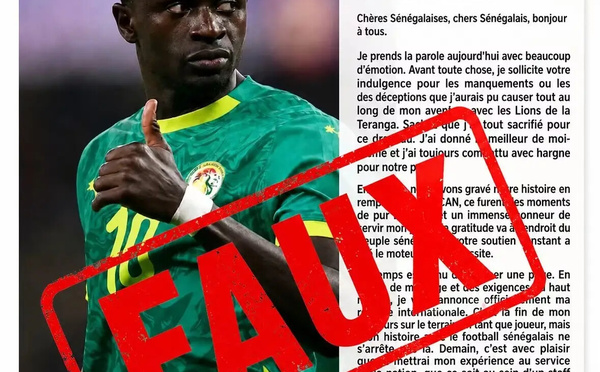 Fact-check : Le communiqué annonçant la retraite internationale de Sadio Mané est faux